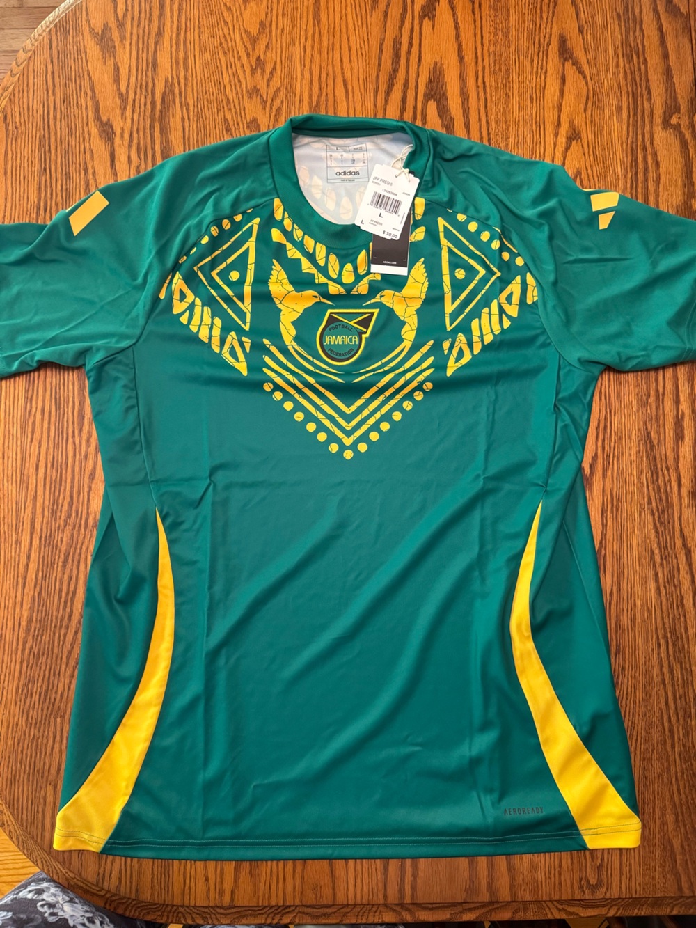 adidas Jamaica Football Athletic Jersey with Geometric Print